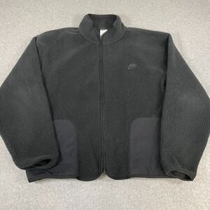 Nike Club Fleece Sherpa Winterized Jacket Mens Large Outdoors Black Casual